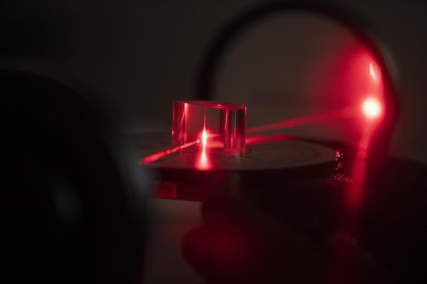 Laser goesthrough object in Physics lab