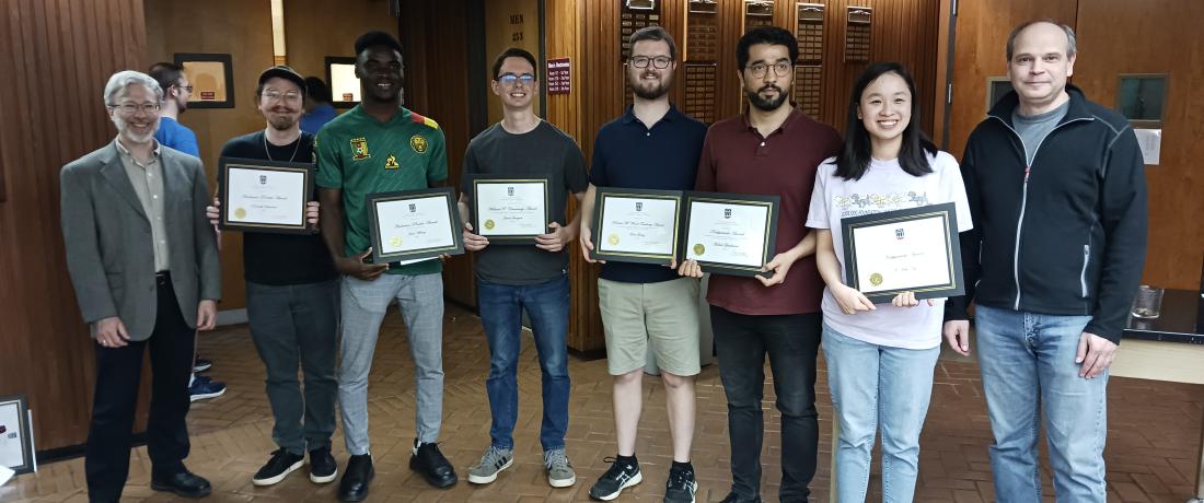 Four departmental awards were given to seven selected graduate students this year for exemplary research and teaching.